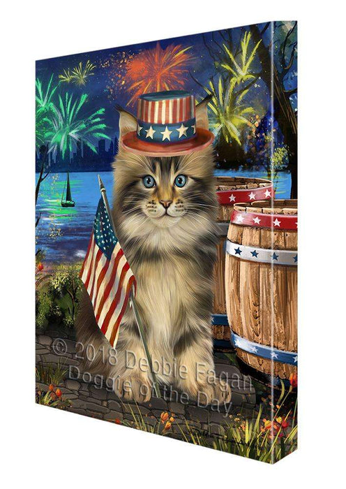 4th of July Independence Day Firework Maine Coon Cat Canvas Print Wall Art Décor CVS104345
