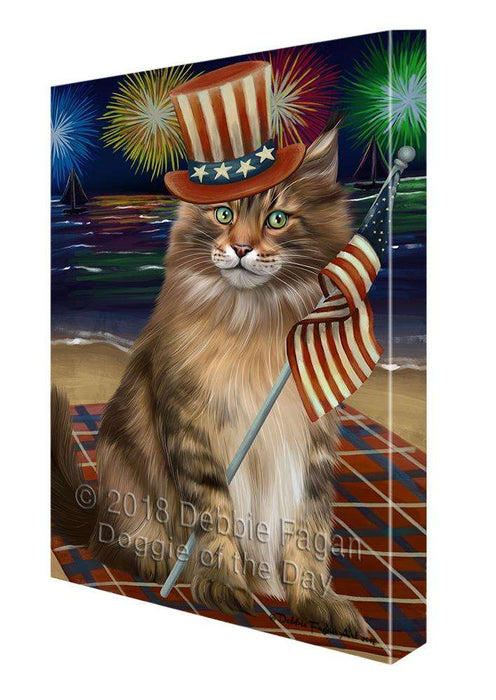 4th of July Independence Day Firework Maine Coon Cat Canvas Print Wall Art Décor CVS85769
