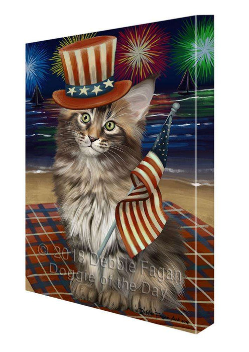 4th of July Independence Day Firework Maine Coon Cat Canvas Print Wall Art Décor CVS85787