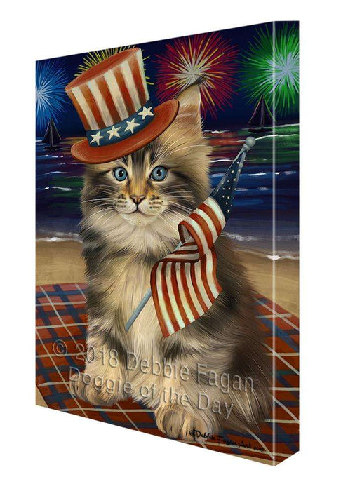 4th of July Independence Day Firework Maine Coon Cat Canvas Print Wall Art Décor CVS85796