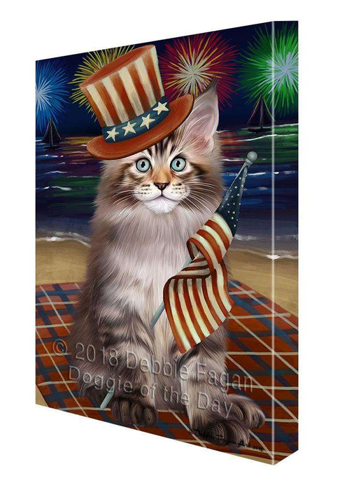 4th of July Independence Day Firework Maine Coon Cat Canvas Print Wall Art Décor CVS88847