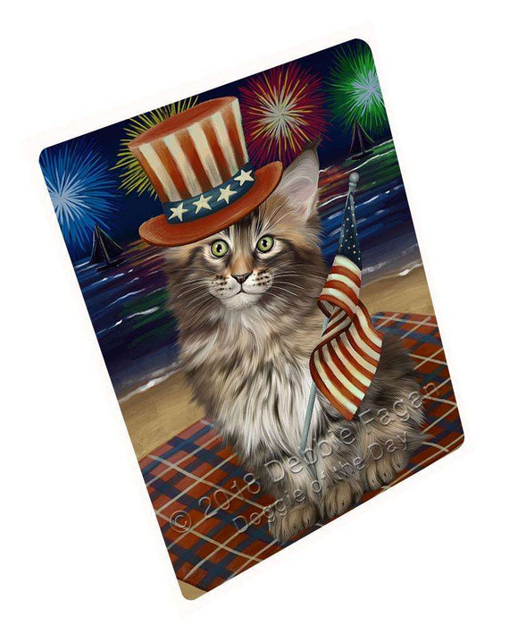 4th of July Independence Day Firework Maine Coon Cat Cutting Board C61437