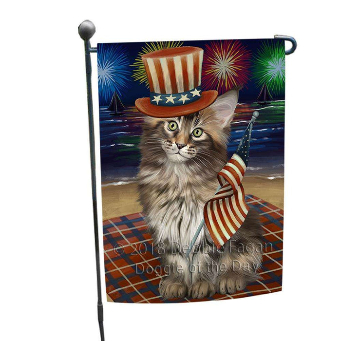 4th of July Independence Day Firework Maine Coon Cat Garden Flag GFLG52055