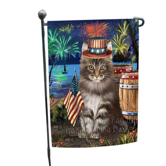 4th of July Independence Day Firework Maine Coon Cat Garden Flag GFLG54116