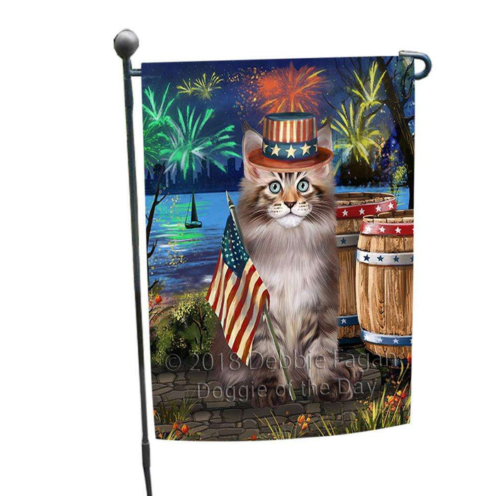 4th of July Independence Day Firework Maine Coon Cat Garden Flag GFLG54118