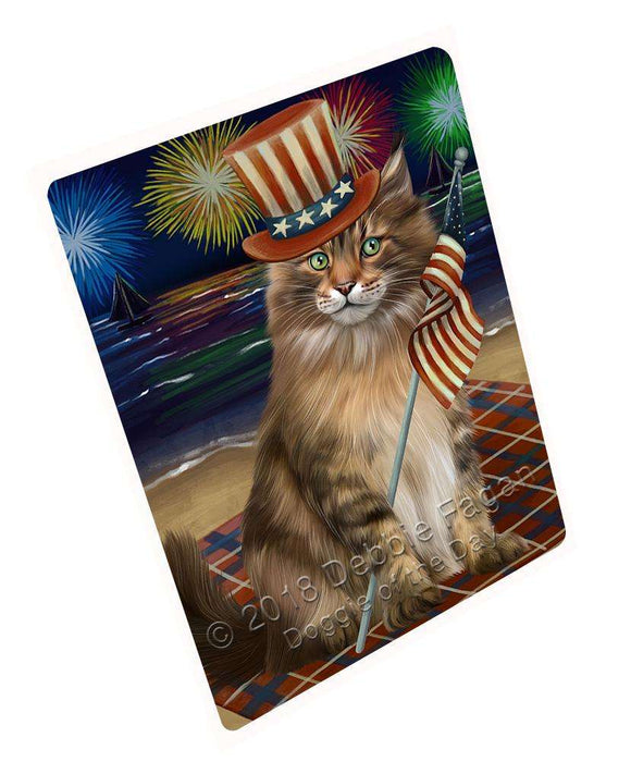 4th of July Independence Day Firework Maine Coon Cat Large Refrigerator / Dishwasher Magnet RMAG74862