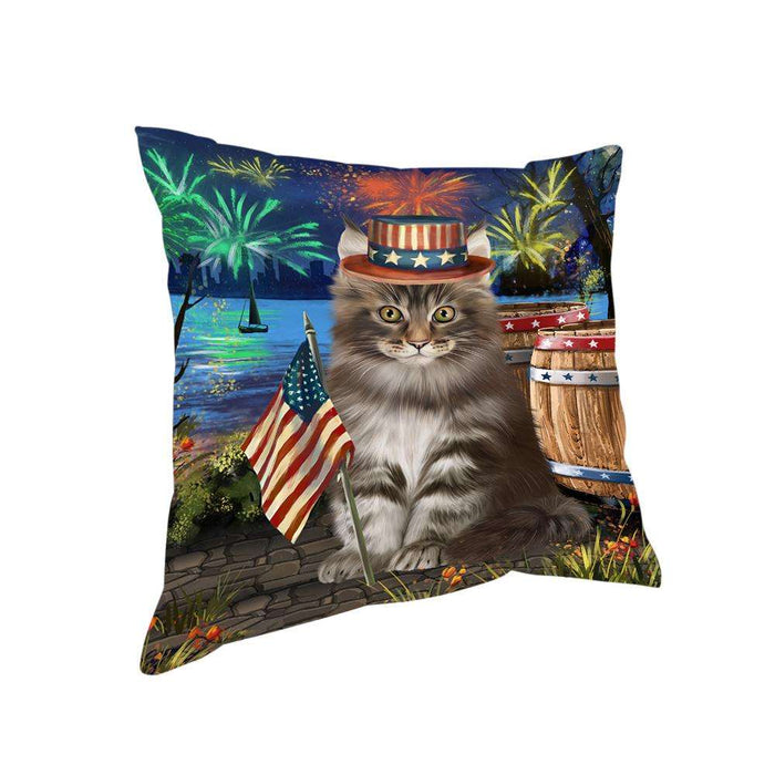 4th of July Independence Day Firework Maine Coon Cat Pillow PIL72840