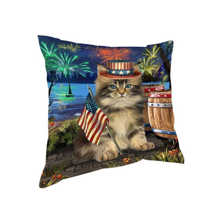 4th of July Independence Day Firework Maine Coon Cat Pillow PIL72844
