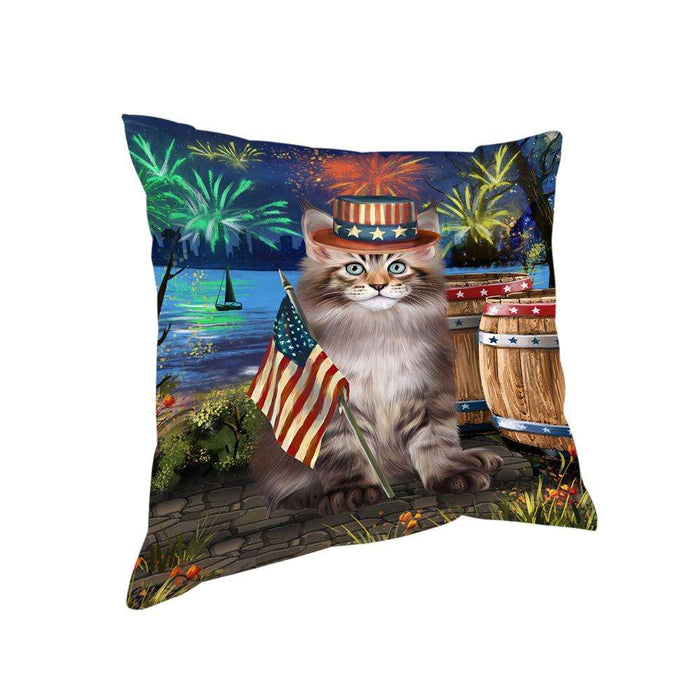 4th of July Independence Day Firework Maine Coon Cat Pillow PIL72848
