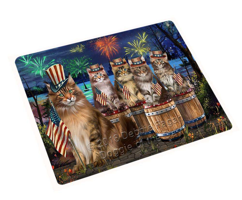 4th of July Independence Day Firework Maine Coon Cats Large Refrigerator / Dishwasher Magnet RMAG85548