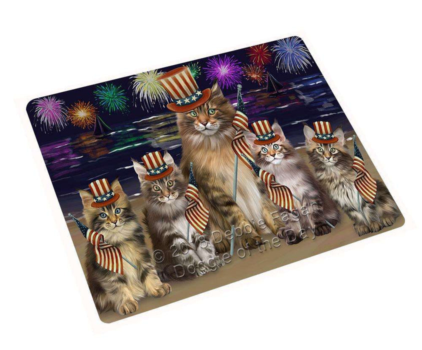 4th Of July Independence Day Firework Maine Coon Cats Magnet Mini (3.5" x 2") MAG61434