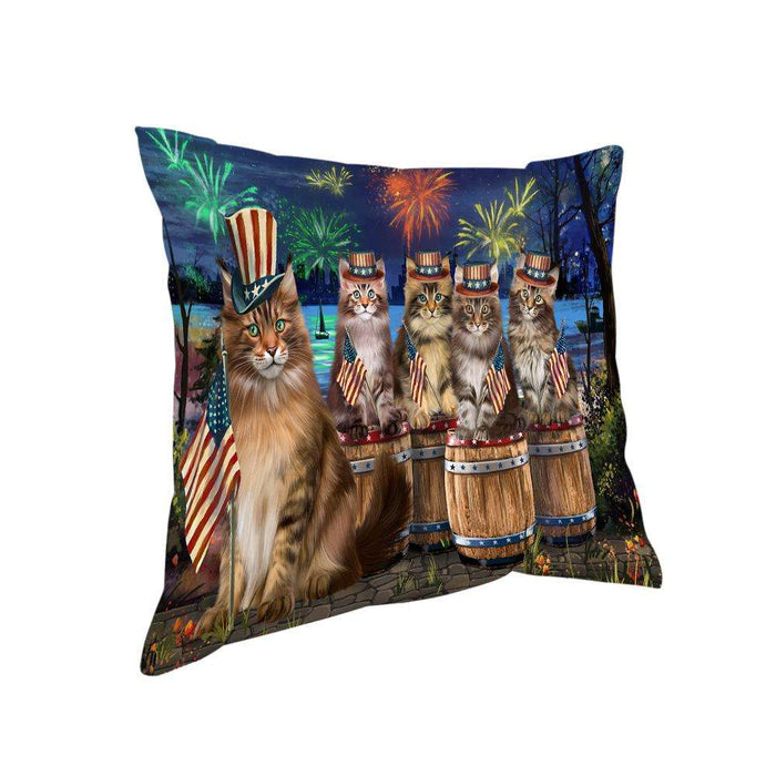 4th of July Independence Day Firework Maine Coon Cats Pillow PIL73068
