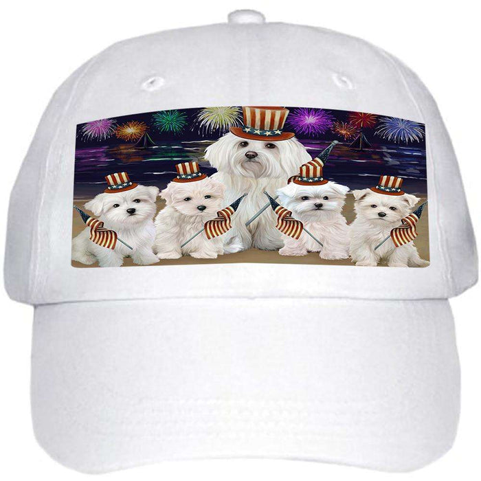 4th of July Independence Day Firework Malteses Dog Ball Hat Cap HAT50547