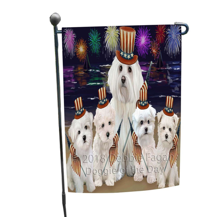 4th of July Independence Day Firework Malteses Dog Garden Flag GFLG48847