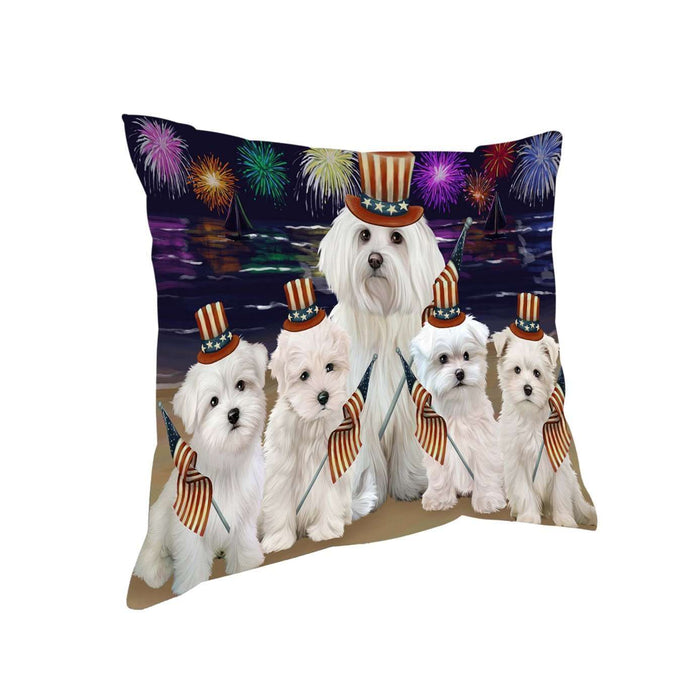 4th of July Independence Day Firework Malteses Dog Pillow PIL51608