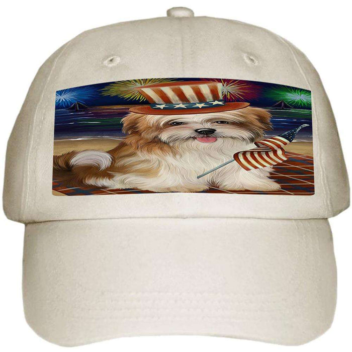 4th of July Independence Day Firework Malti Tzu Dog Ball Hat Cap HAT50559