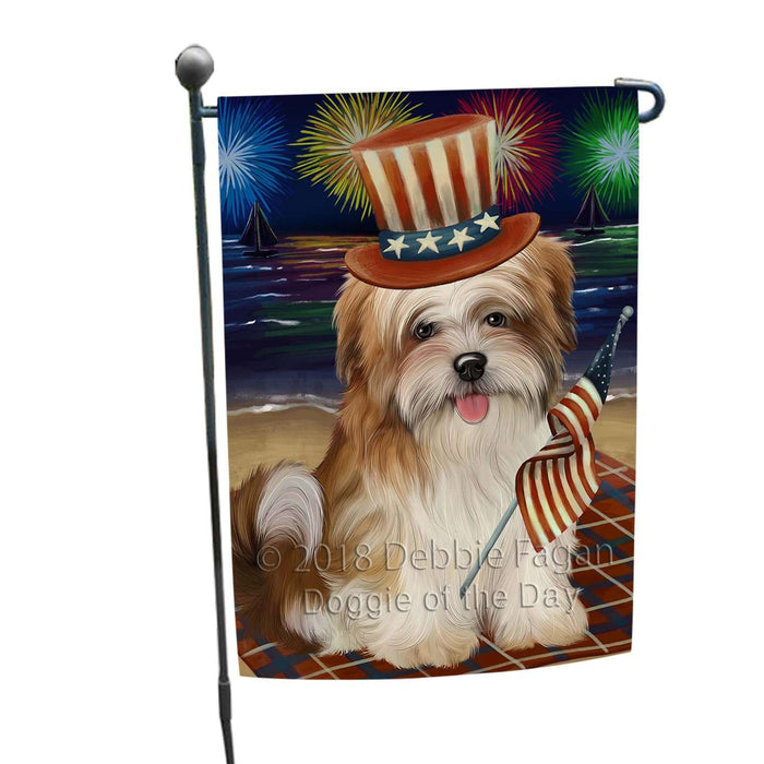 4th of July Independence Day Firework Malti Tzu Dog Garden Flag GFLG48851