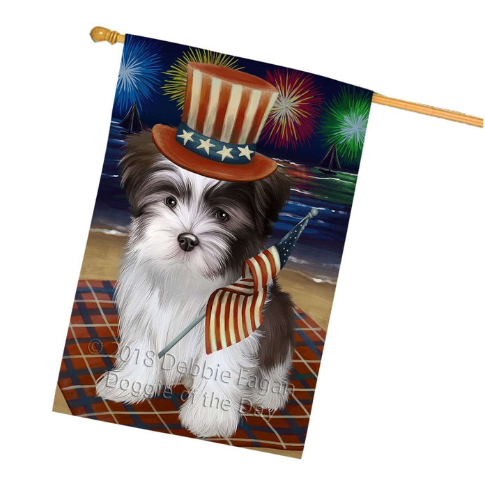 4th of July Independence Day Firework Malti Tzu Dog House Flag FLG48908