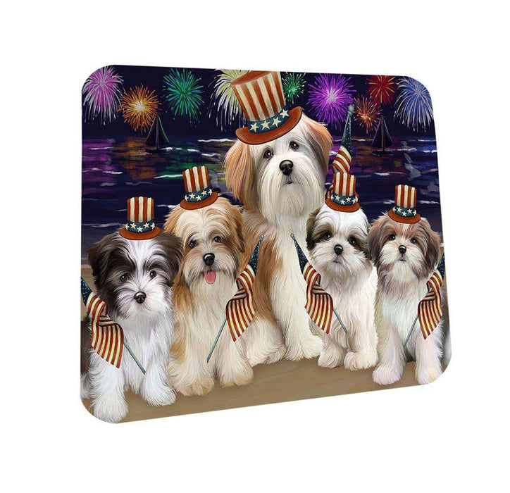 4th of July Independence Day Firework Malti Tzus Dog Coasters Set of 4 CST48904