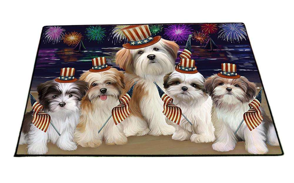 4th of July Independence Day Firework Malti Tzus Dog Floormat FLMS49434