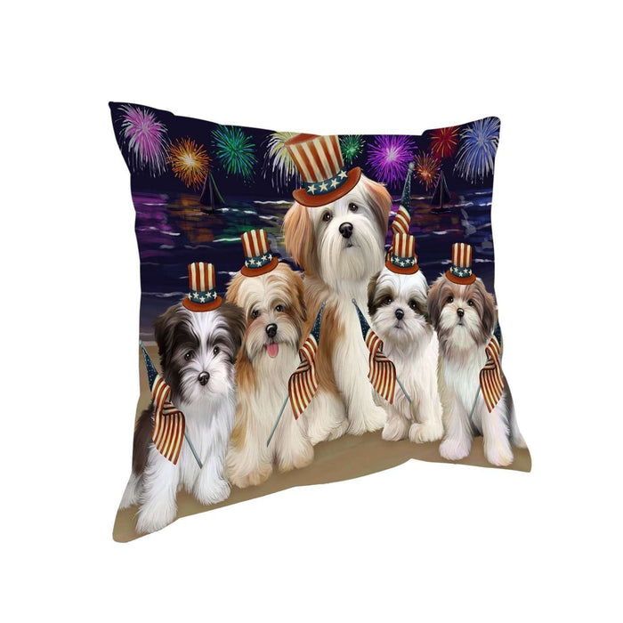 4th of July Independence Day Firework Malti Tzus Dog Pillow PIL51636