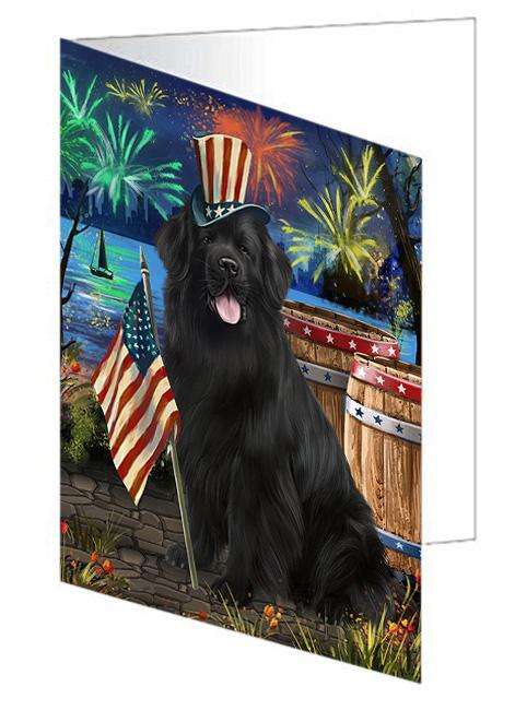 4th of July Independence Day Firework Newfoundland Dog Handmade Artwork Assorted Pets Greeting Cards and Note Cards with Envelopes for All Occasions and Holiday Seasons GCD66200