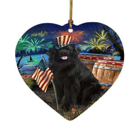 4th of July Independence Day Firework Newfoundland Dog Heart Christmas Ornament HPOR54057