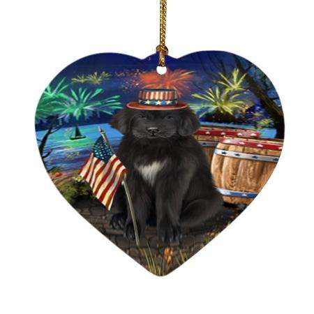4th of July Independence Day Firework Newfoundland Dog Heart Christmas Ornament HPOR54058