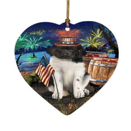 4th of July Independence Day Firework Newfoundland Dog Heart Christmas Ornament HPOR54060
