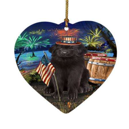 4th of July Independence Day Firework Newfoundland Dog Heart Christmas Ornament HPOR54061