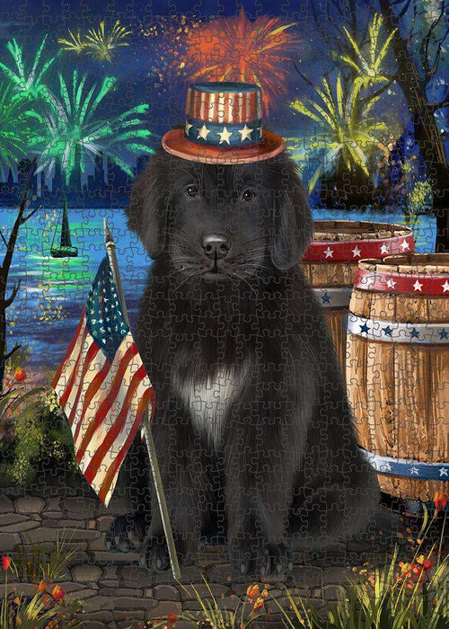 4th of July Independence Day Firework Newfoundland Dog Puzzle with Photo Tin PUZL83388