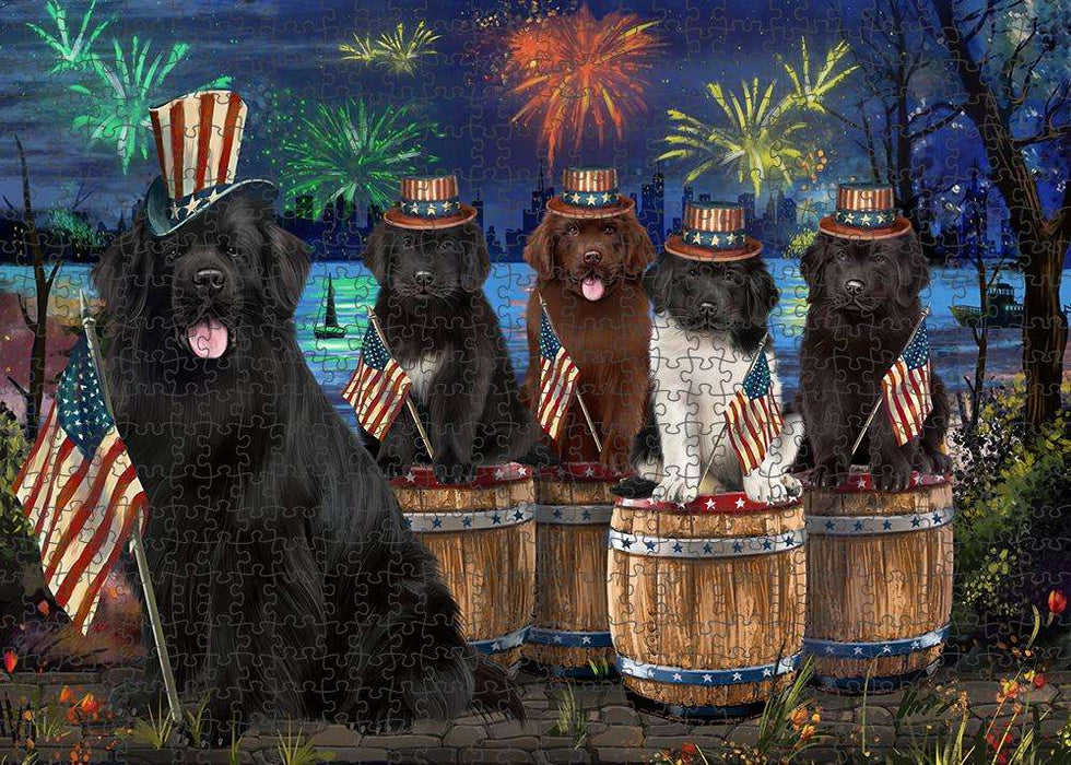 4th of July Independence Day Firework Newfoundland Dogs Puzzle with Photo Tin PUZL83604