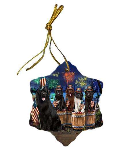 4th of July Independence Day Firework Newfoundland Dogs Star Porcelain Ornament SPOR54103