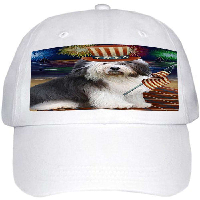 4th of July Independence Day Firework Old English Sheepdog Ball Hat Cap HAT50571