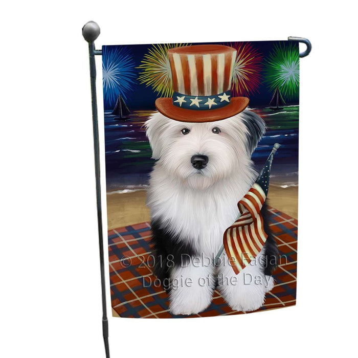 4th of July Independence Day Firework Old English Sheepdog Garden Flag GFLG48856