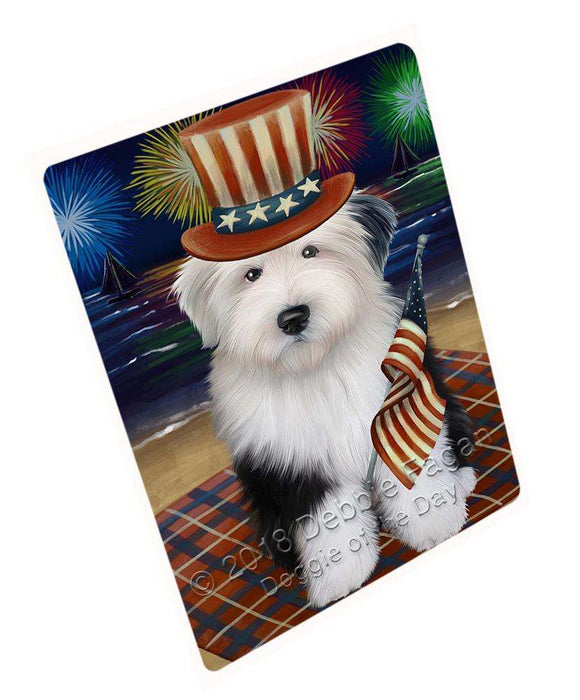4th Of July Independence Day Firework Old English Sheepdog Magnet Mini (3.5" x 2") MAG50709