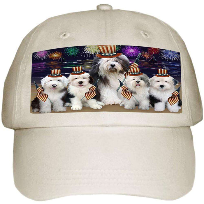 4th of July Independence Day Firework Old English Sheepdogs Ball Hat Cap HAT50577