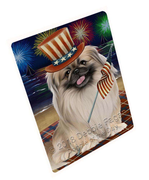4th of July Independence Day Firework Pekingese Dog Blanket BLNKT56145 (37x57 Sherpa)