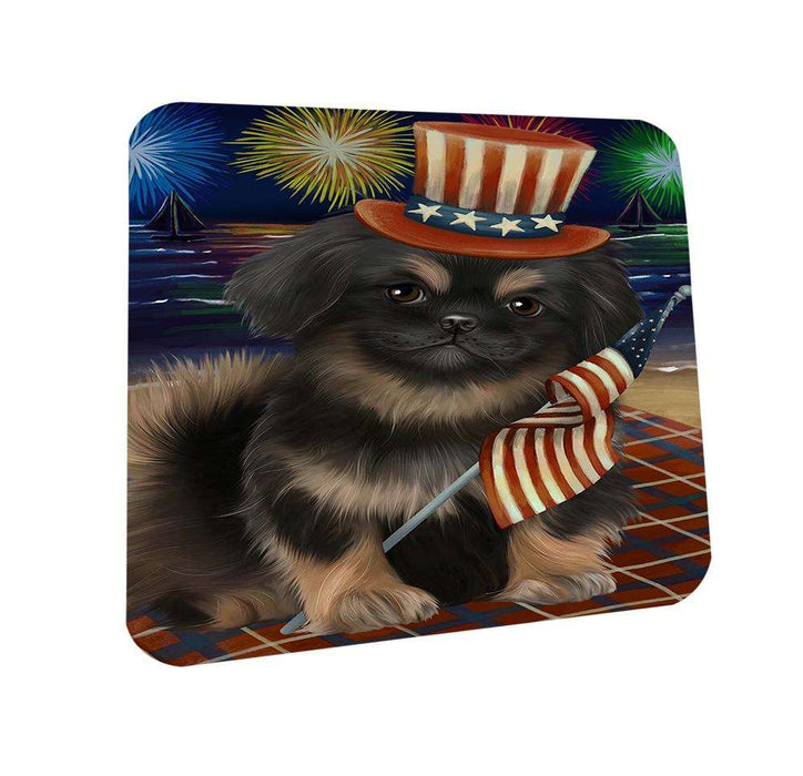 4th of July Independence Day Firework Pekingese Dog Coasters Set of 4 CST48910