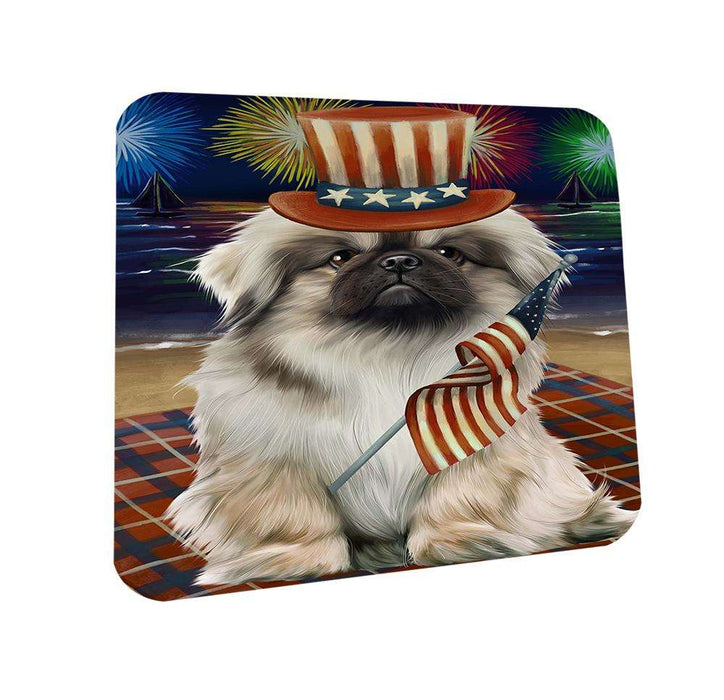 4th of July Independence Day Firework Pekingese Dog Coasters Set of 4 CST48911