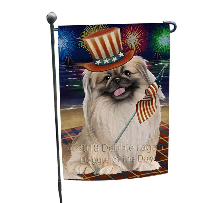 4th of July Independence Day Firework Pekingese Dog Garden Flag GFLG48858