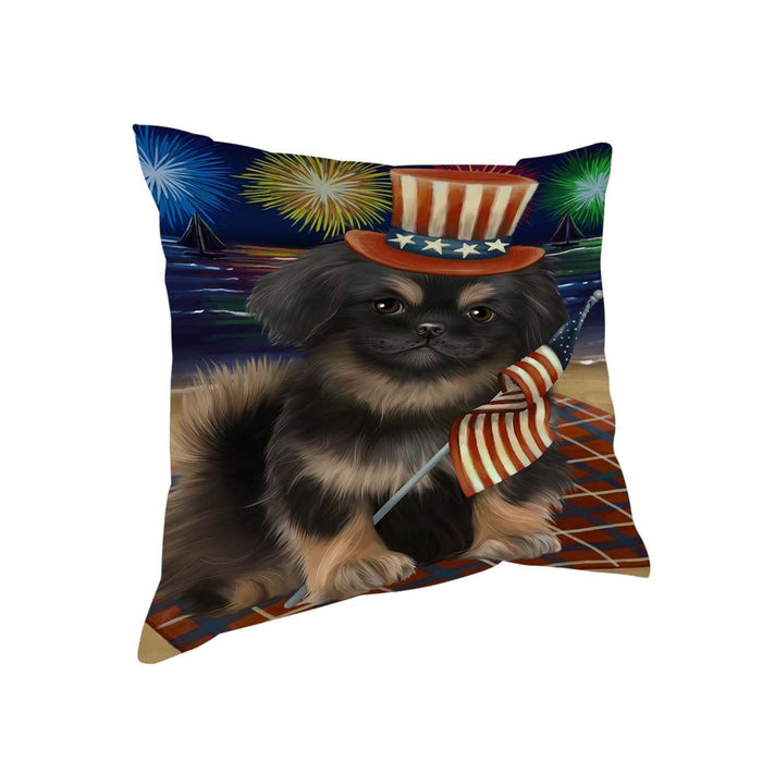 4th of July Independence Day Firework Pekingese Dog Pillow PIL51660