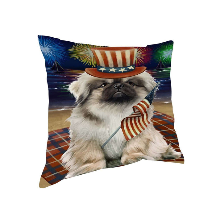 4th of July Independence Day Firework Pekingese Dog Pillow PIL51664