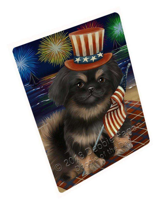 4th of July Independence Day Firework Pekingese Dog Tempered Cutting Board C50721