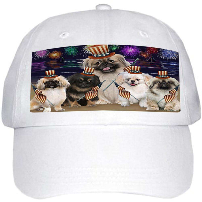 4th of July Independence Day Firework Pekingeses Dog Ball Hat Cap HAT50583