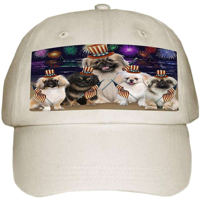4th of July Independence Day Firework Pekingeses Dog Ball Hat Cap HAT50583