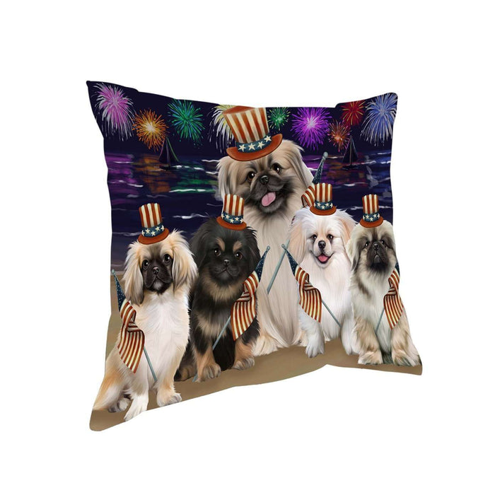 4th of July Independence Day Firework Pekingeses Dog Pillow PIL51656