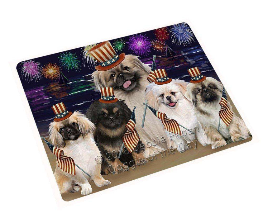 4th of July Independence Day Firework Pekingeses Dog Tempered Cutting Board C50718
