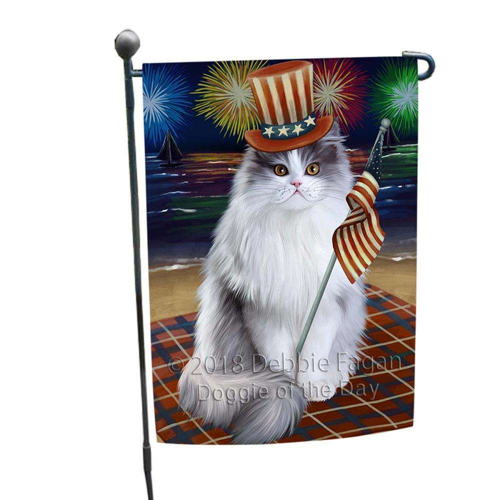 4th of July Independence Day Firework Persian Cat Garden Flag GFLG48862