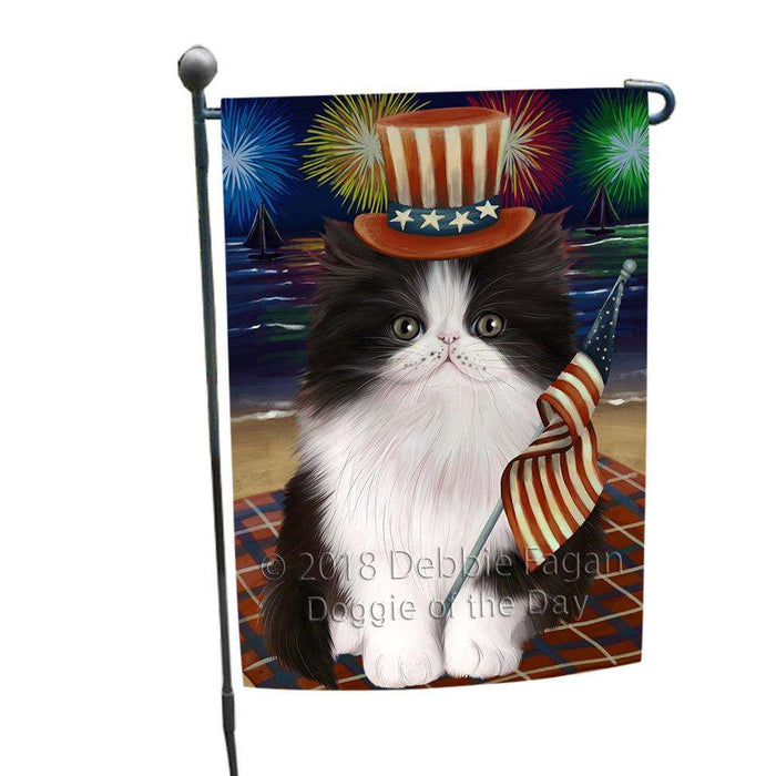 4th of July Independence Day Firework Persian Cat Garden Flag GFLG48864